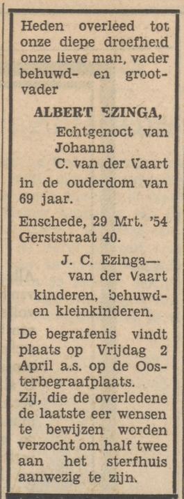 Gerststraat 40 Albert Ezinga overlijdensadvertentie Tubantia 30-3-1954.jpg
