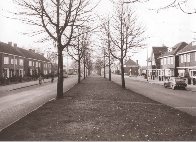 Getfertsingel 144 met langs beide zijden woningen, gezien vanaf de zijde van de Cromhoffsbleekweg. 25-1-1973.jpg