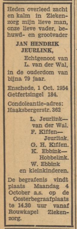 Getfertsingel 184 J.H. Jeurlink overlijdensadvertentie Tubantia 2-10-1954.jpg