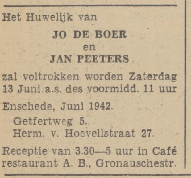 Getfertweg 5 Jo de Boer advertentie Tubantia 5-6-1942.jpg