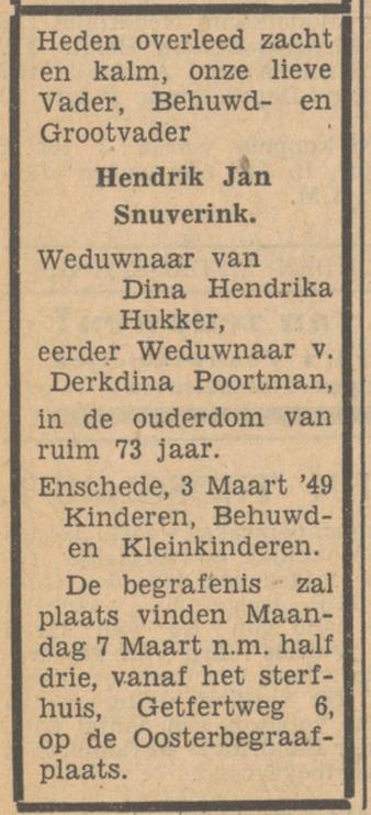 Getfertweg 6 H.J. Snuverink overlijdensadvertentie Tubantia 4-3-1949.jpg