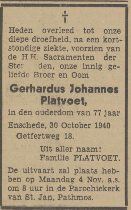 Getfertweg 18 G.J. Platvoet overlijdensadvertentie Tubantia 1-11-1940.jpg