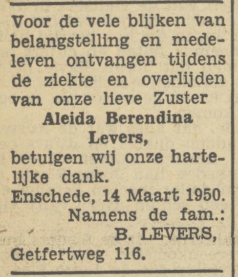 Getfertweg 116 B. Levers advertentie Tubantia 14-3-1950.jpg