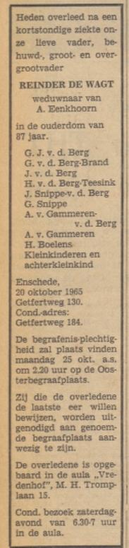 Getfertweg 130 R. de Wagt overlijdensadvertentie Tubantia 22-10-1965.jpg