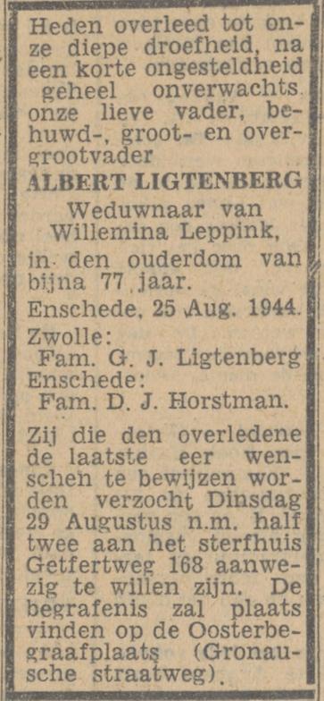 Getfertweg 168 A. Ligtenberg overlijdensadvertentie Twentsch nieuwsblad 26-8-1944.jpg