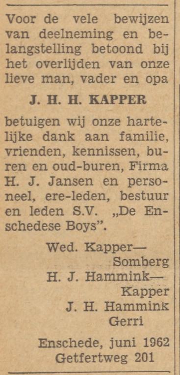 Getfertweg 201 J.H.H. Kapper advertentie Tubantia 18-6-1962.jpg