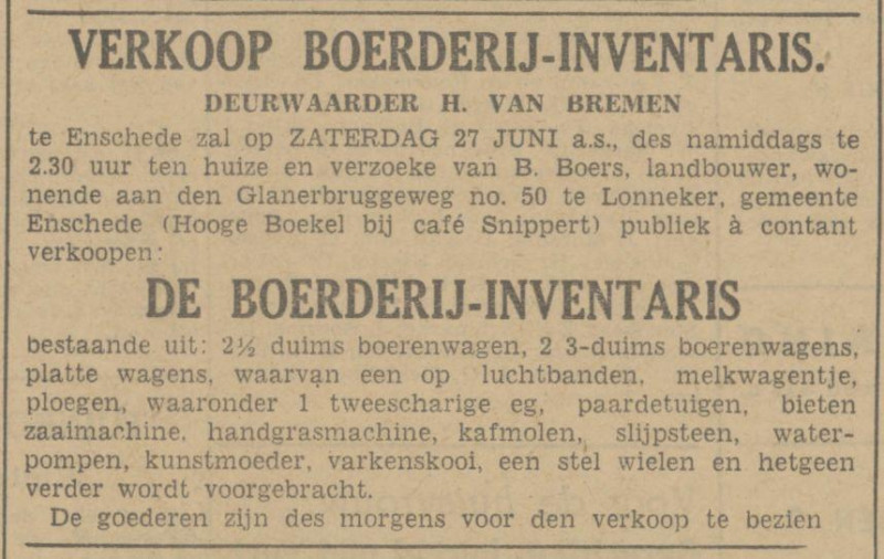 Glanerbruggeweg 50 B. Boers advertentie Tubantia 24-6-1942.jpg