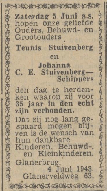 Glanerveldweg 63 Glanerbrug T. Stuivenberg advertentie Twentsch nieuwsblad 4-6-1943.jpg