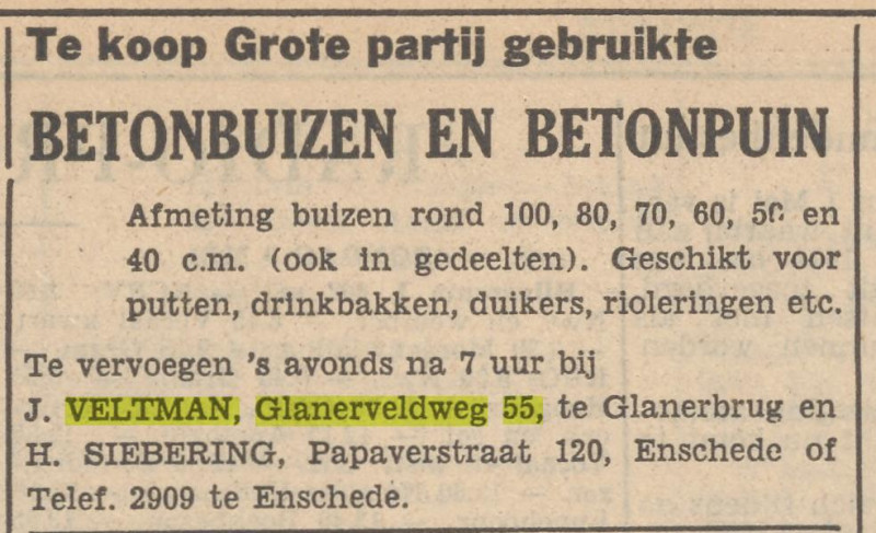 Glanerveldweg 55 J. Veltman advertentie Tubantia 2-5-1953.jpg