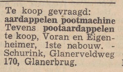 Glanerveldweg 170 Schurink advertentie Twentsche courant 10-4-1953.jpg