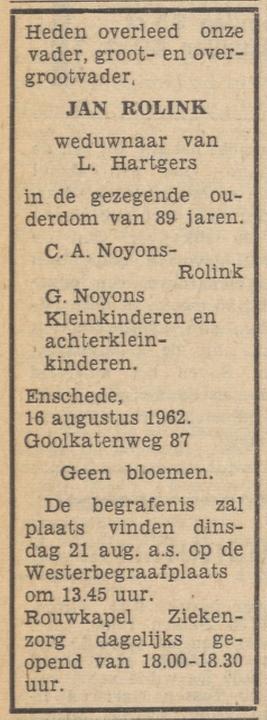 Goolkatenweg 87 Jan Rolink overlijdensadvertentie Tubantia 17-8-1962.jpg
