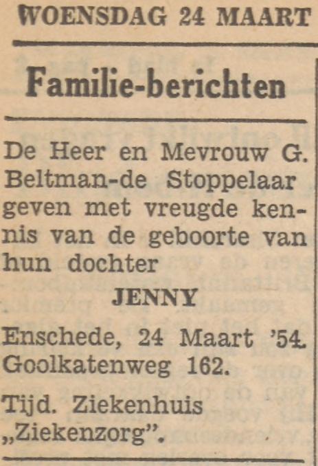 Goolkatenweg 162 G. Beltman advertentie Tubantia 24-3-1954.jpg