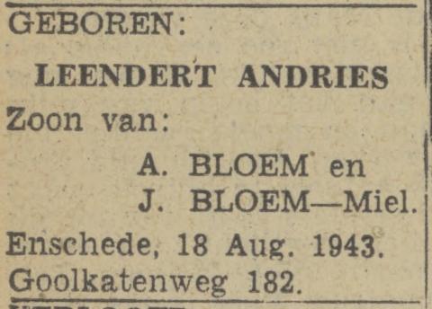 Goolkatenweg 182 A. Bloem advertentie Twentsch nieuwsblad 19-8-1943.jpg