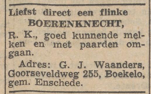 Goorseveldweg 255 Boekelo G.J. Waanders advertentie Emmer Courant 15-3-1954.jpg
