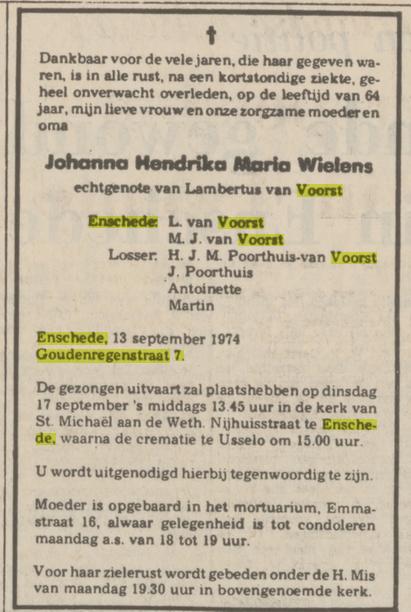 Goudenregenstraat 7 J.H.M. van Voorst-Wielens overlijdensadvertentie Tubantia 16-9-1974.jpg