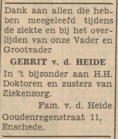 Goudenregenstraat 11 Gerrit van de Heide advertentie Tubantia 18-9-1952.jpg