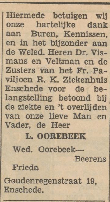 Goudenregenstraat 19 L. Oorebeek advertentie Tubantia 2-2-1957.jpg