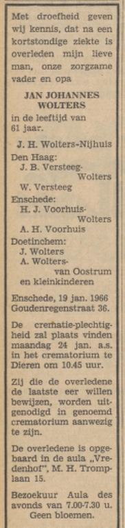 Deurningerstraat 34 J.J. Wolters overlijdensadvertentie Tubantia 20-1-1966.jpg
