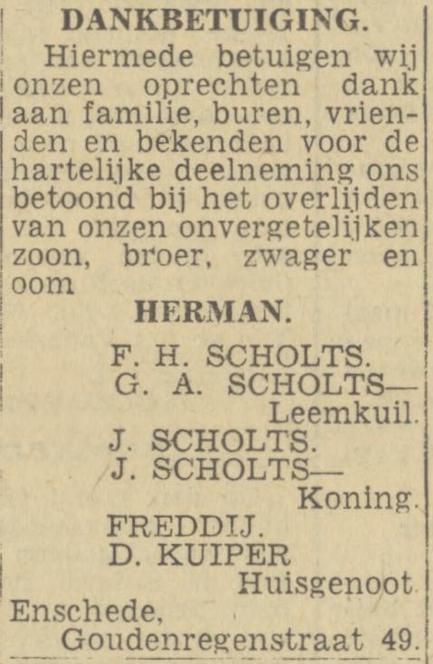 Goudenregenstraat 49 F.H. Scholtd advertentie Twentsch nieuwsblad 27-12-1943.jpg