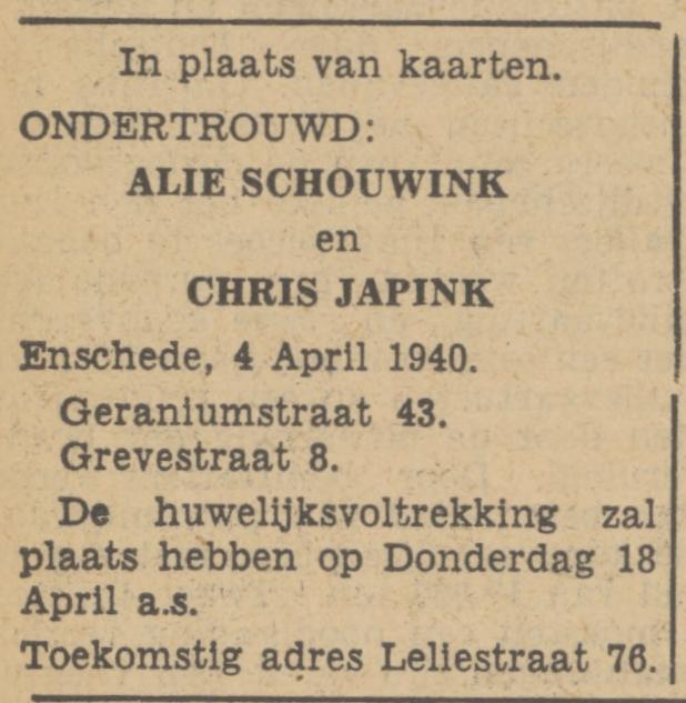 Grevestraat 8 Chris Japink advertentie Tubantia 4-4-1940.jpg