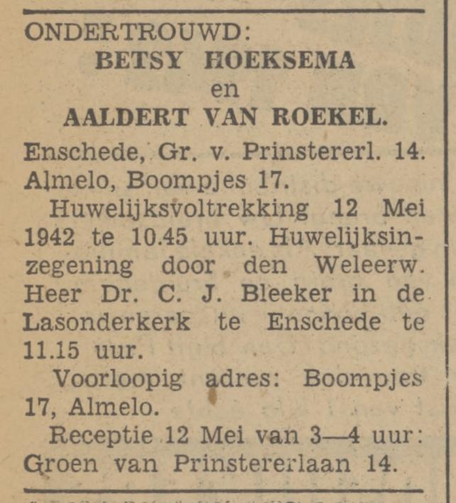 Groen van Prinstererlaan 14 Betsy Hoeksema advertentie 1-5-1942.jpg