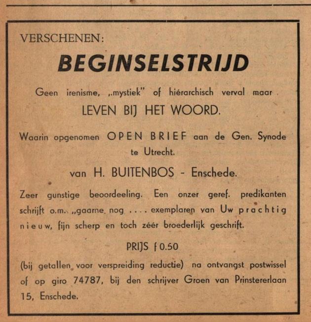 Groen van Prinstererlaan 15 H. Buitenbos advertentie Reformatie Stemmen 27-9-1945.jpg