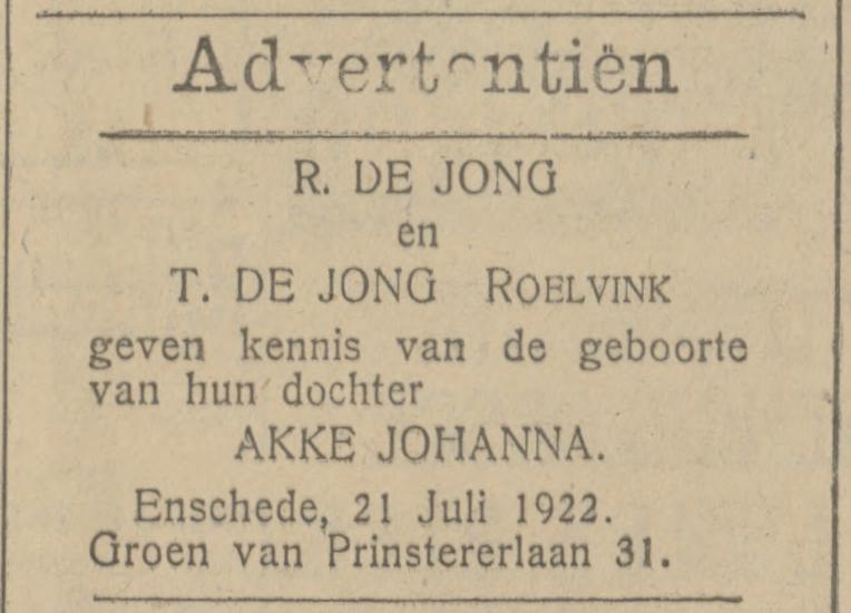 Groen van Prinstererlaan 31 R. de Jong advertentie Tubantia 22-7-1922.jpg