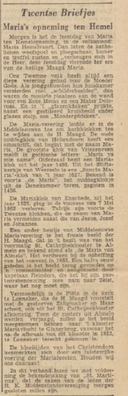 Maria ten Hemelopening krantenbericht Twentsche Couranti 14-8-1950.jpg