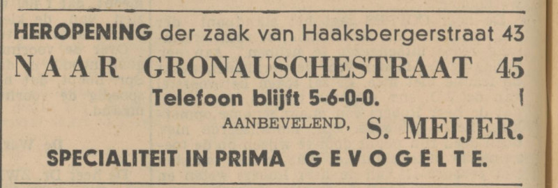 Gronausestraat 45 S. Meijer gevogelte advertentie Tubantia 19-2-1936.jpg