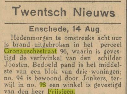 Gronausestraat 98 winkel Frijsteen krantenbericht Tubantia 14-8-1928.jpg