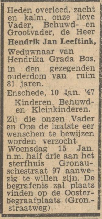 Gronausestraat 97 H.J. Leeftink overlijdensadvertentie Tubantia 11-1-1947.jpg