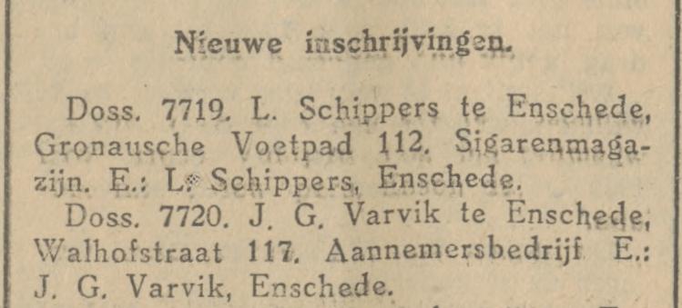 Gronausevoetpad 112 sigarenmagazijn L. Schippers krantenbericht Tubantia 13-2-1930.jpg
