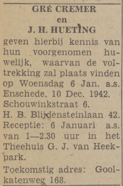 H.B. Blijdensteinlaan 42 J.H. Hueting advertentie Twentsch nieuwsblad 11-12-1942.jpg