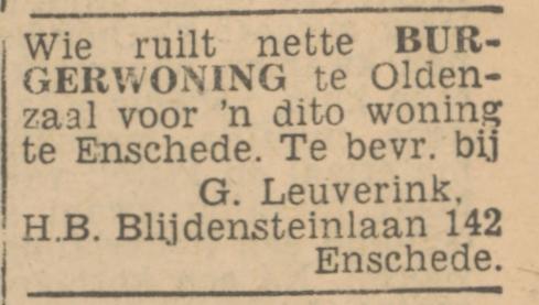 H.B. Blijdensteinlaan 142 G. Leuverink advertentie Tubantia 7-1-1947.jpg