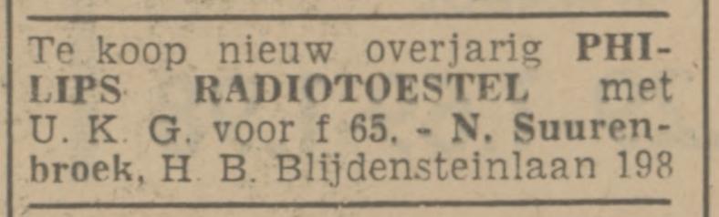H.B. Blijdensteinlaan 198 N. Suurenbroek advertentie Tubantia 30-12-1939.jpg