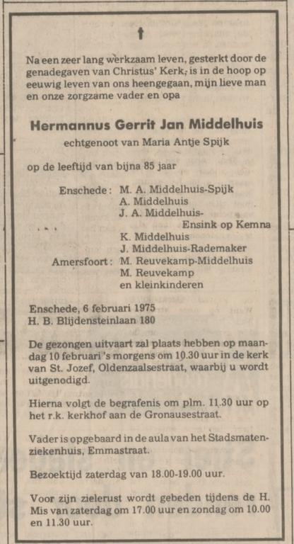 H.B. Blijdensteinlaan 180 H.G.J. Middelhuis overlijdensadvertentie Tubantia 7-2-1975.jpg