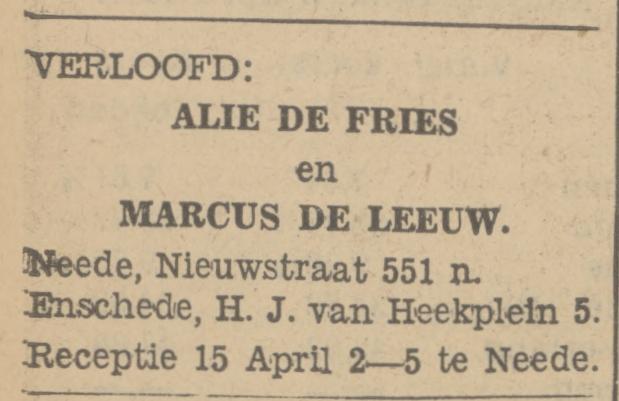 H.J. van Heekplein 5 Marcus de Leeuw advertentie Tubantia 6-4-1934.jpg