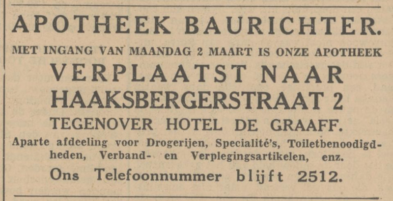 Haaksbergerstraat 2 Apotheek Baurichter advertentie Tubantia 29-2-1936.jpg