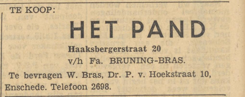 Haaksbergerstraat 20 W. Bras advertentie Tubantia 17-5-1957.jpg