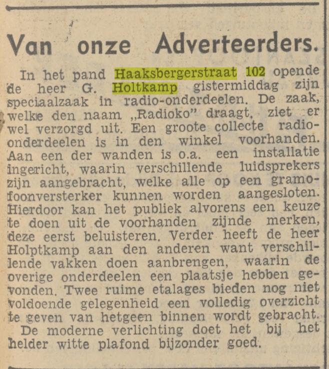 Haaksbergerstraat 102 Radioko G. Holtkamp krantenbericht Tubantia 8-7-1937.jpg