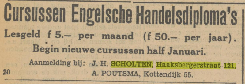 Haaksbergerstraat 121 J.H. Scholten advertentie Tubantia 28-12-1932.jpg