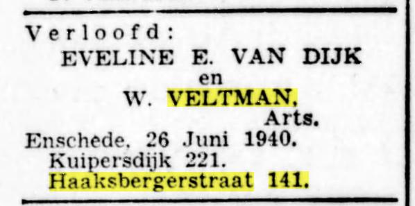Haaksbergerstraat 141 W. Veltman arts advertentie De Standaard 24-6-1940.jpg