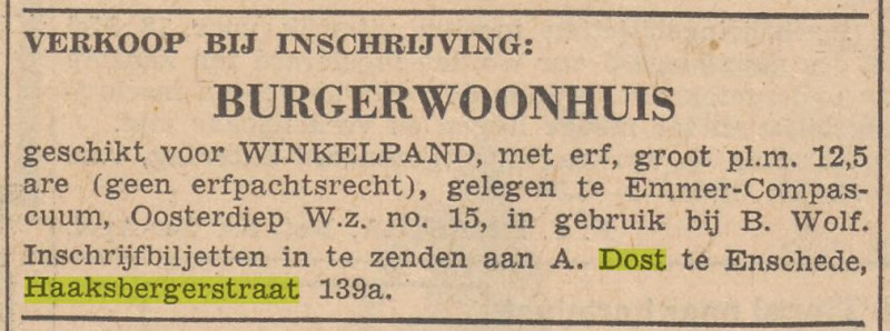 Haaksbergerstraat 139a A. Dost advertentie Emmer courant 6-5-1955.jpg