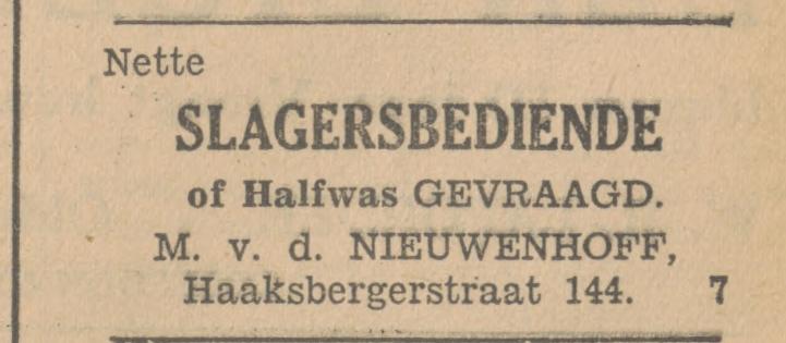 Haaksbergerstraat 144 M. van den Nieuwenhoff slager advertentie Tubantia 13-5-1930.jpg