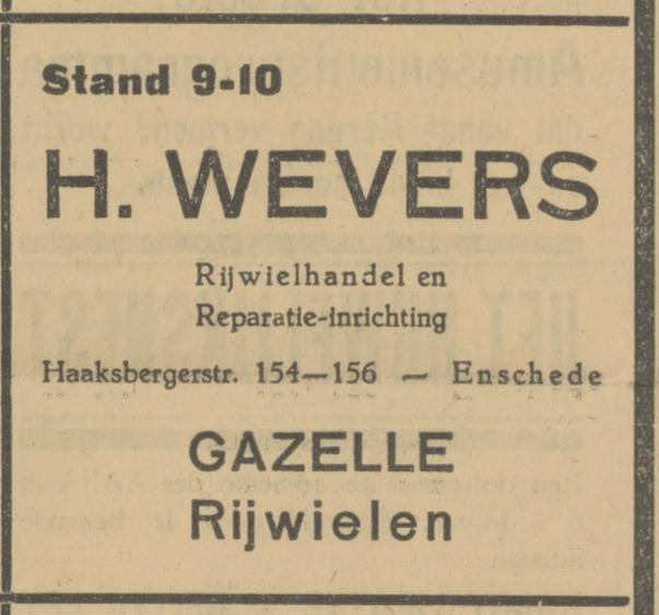 Haaksbergerstraat 156-156 H.Wevers rijwielhandel advertentie Tubantia 19-4-1928.jpg