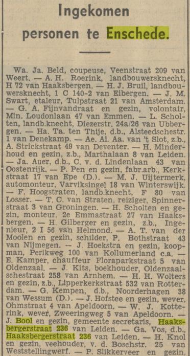 Haaksbergerstraat 236 J. Bool gemeentesecretaris krantenbericht Tubantia 2-7-1936.jpg