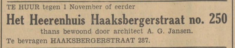 Haaksbergerstraat 250 A.G. Jansen architect advertentie Tubantia 10-7-1940.jpg
