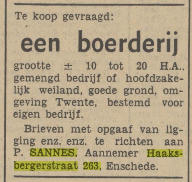 Haaksbergerstraat 263 P. Sannes advertentie Tubantia 13-11-1941.jpg