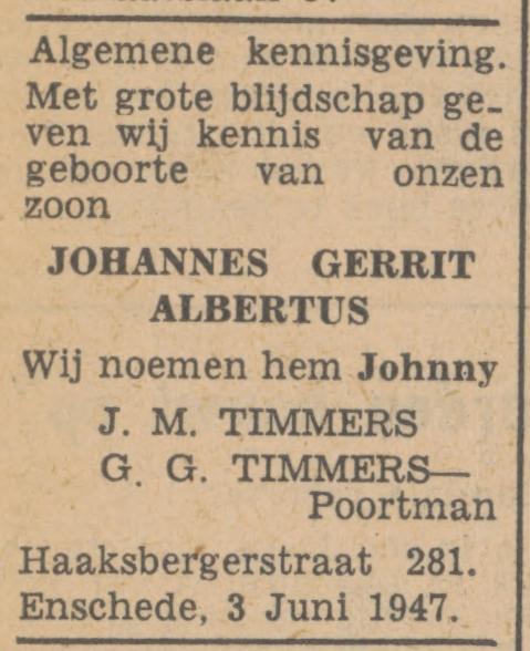 Haaksbergerstraat 281 J.M. Timmers advertentie Tubantia 5-6-1947.jpg