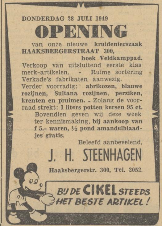 Haaksbergerstraat 300 hoek Veldkamppad J.H. Steenhagen advertentie Tubantia 26-7-1949.jpg